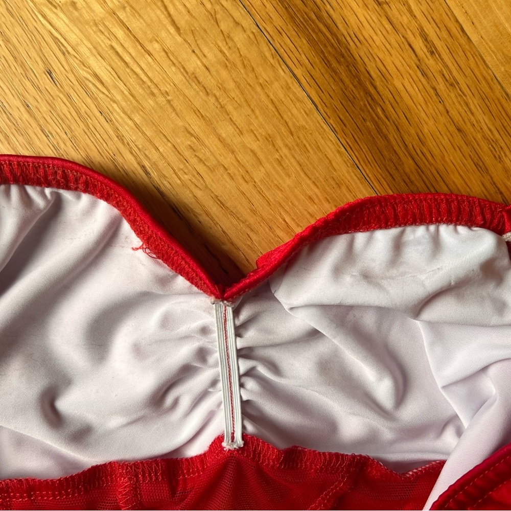 Kelle Red Dance costume- leotard/shorts, adult small - Picture 8 of 9